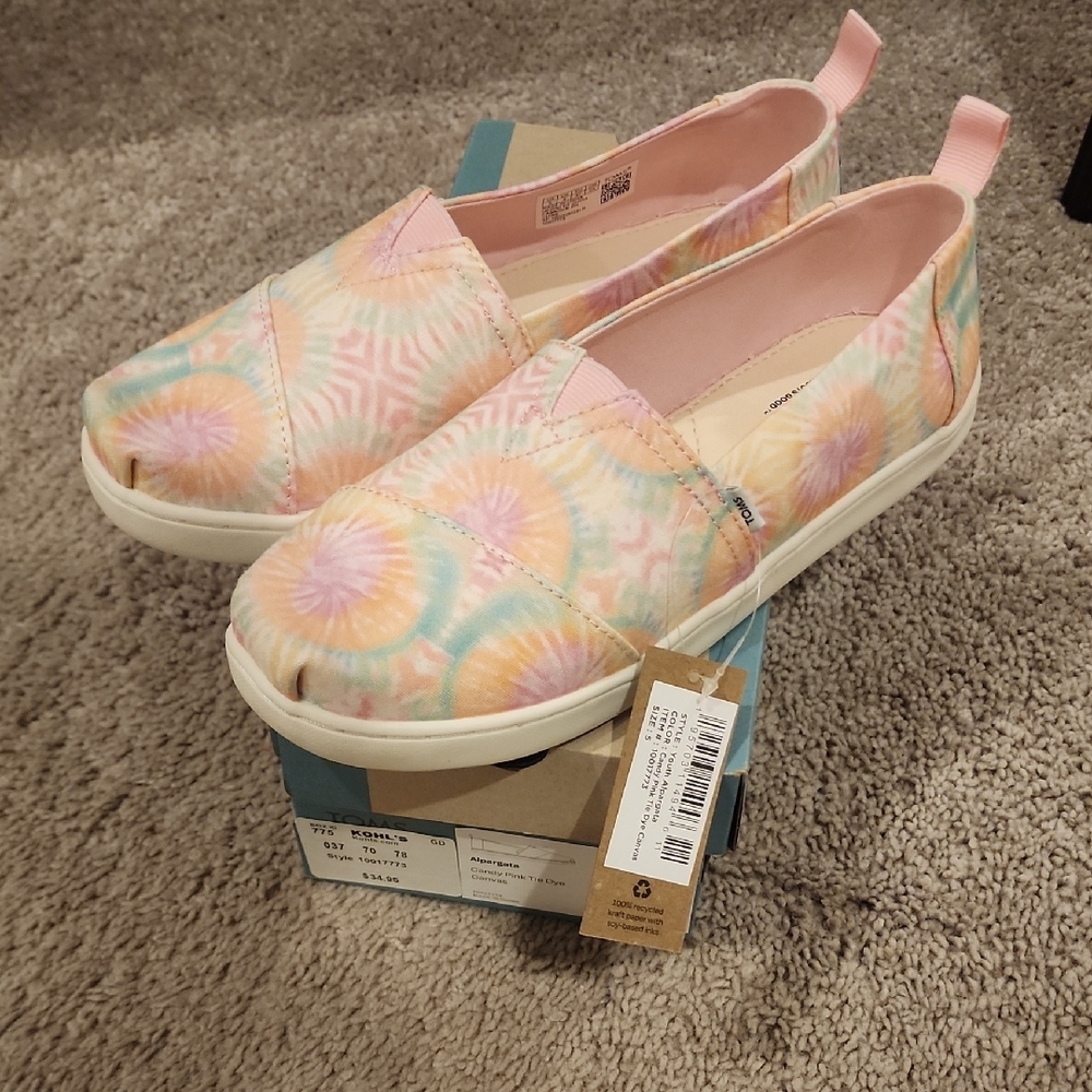 Toms Pastel Tie-Dye Kids Slip-On Shoes